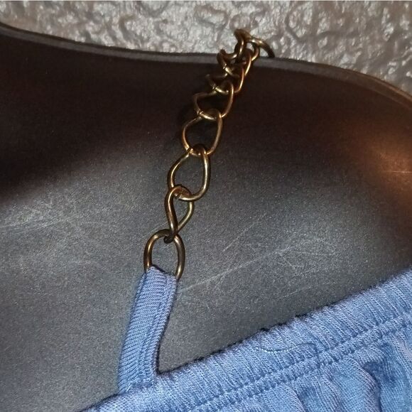 Cornflower blue off the shoulder top w!/ Metal strap accent - Picture 3 of 4